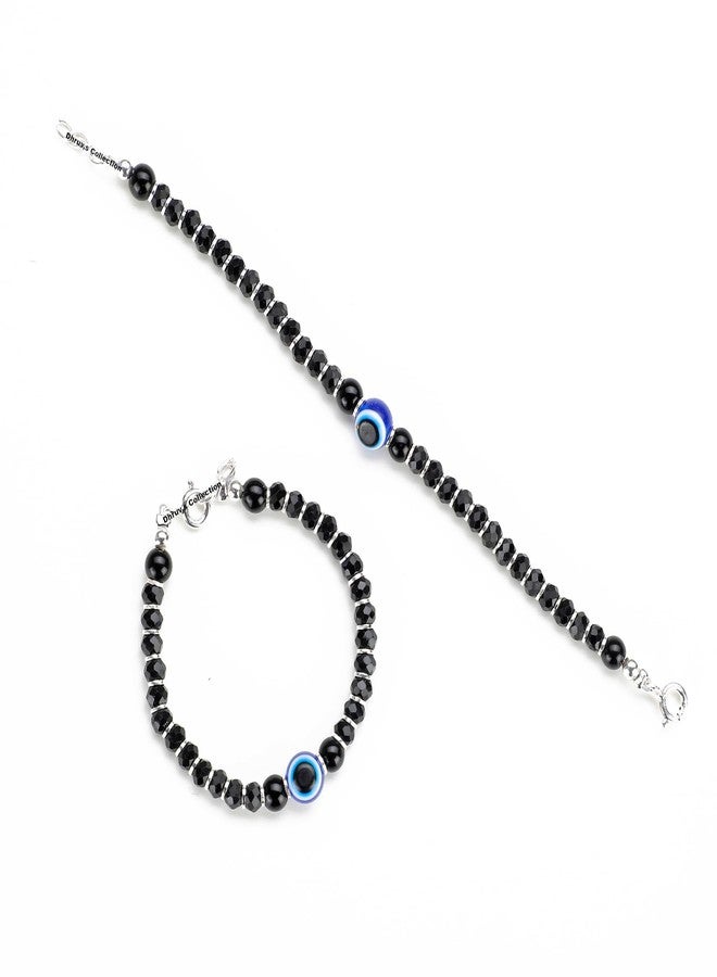 DHRUVS COLLECTION 925 Silver Evil Eye Nazariya Bracelet with Black Crystal Beads for Baby Boys & Baby Girls (Length - 4 Inch, Suitable for New Born to 6 Months) - Image 2