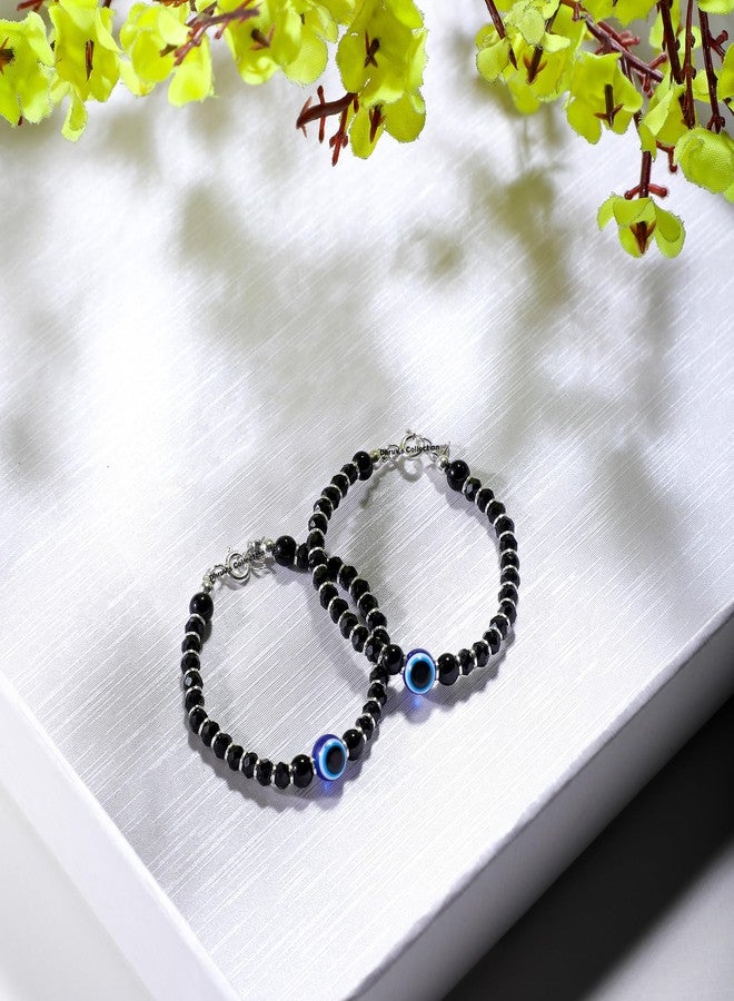DHRUVS COLLECTION 925 Silver Evil Eye Nazariya Bracelet with Black Crystal Beads for Baby Boys & Baby Girls (Length - 4 Inch, Suitable for New Born to 6 Months) - Image 3