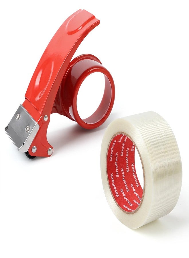 SinoPack Strapping Tape with Dispenser, 6 Pack 2 Inch x 30 Yards 5.5 Mil, Heavy Duty Reinforced Fiberglass Tape for Moving,Shipping,Storage - Image 2