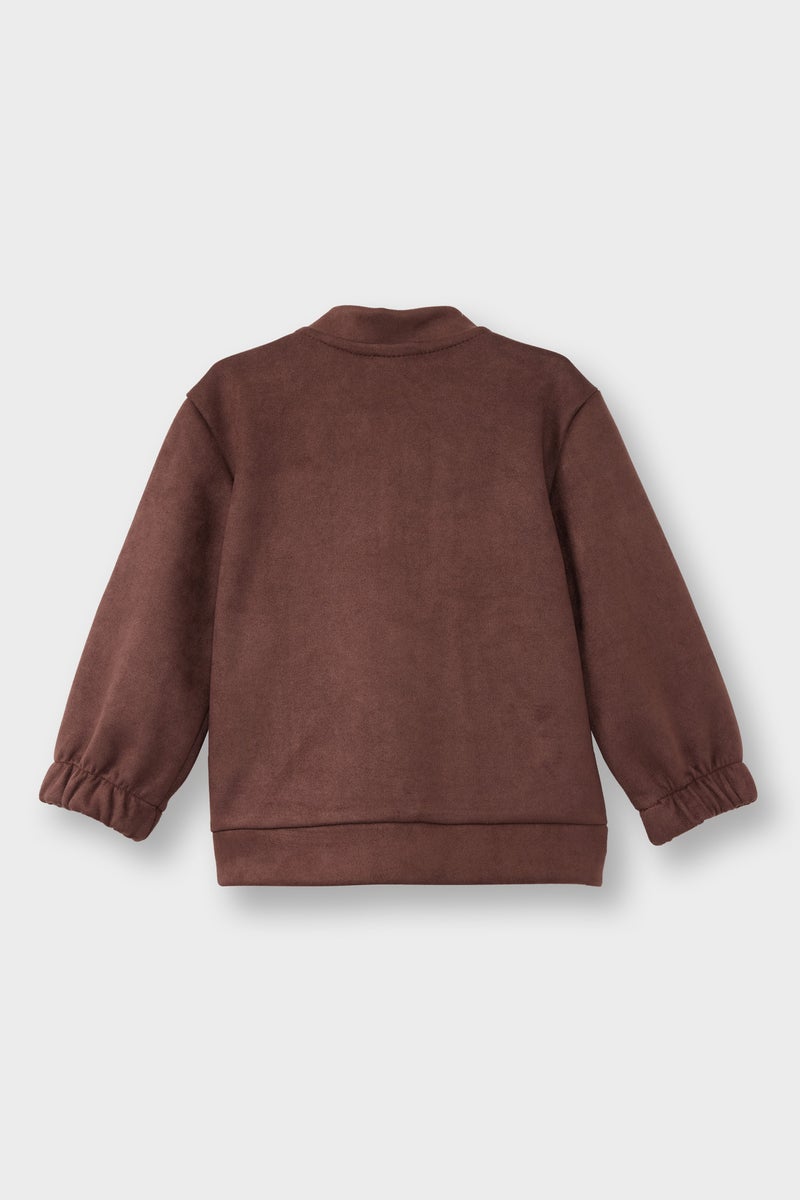 DeFacto Brown BabyBoy Boy Suede Bomber Jacket Casual - Image 3