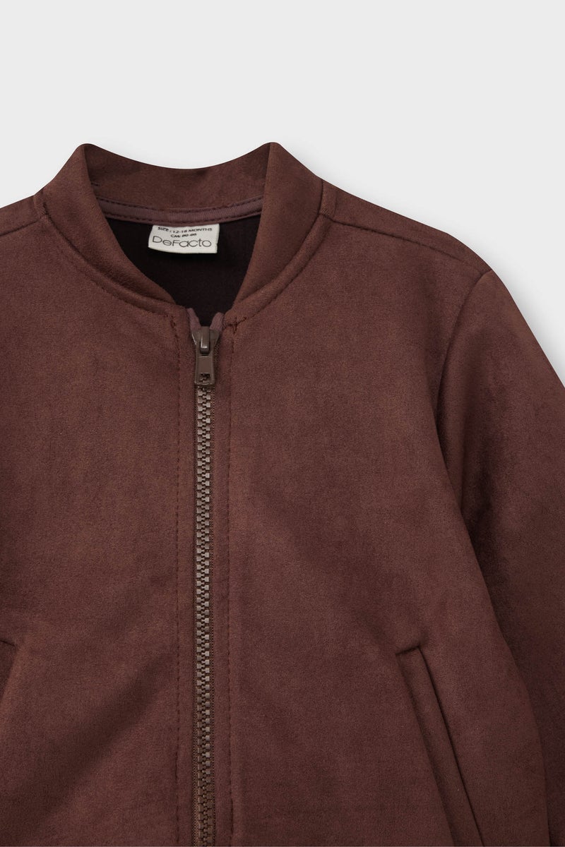DeFacto Brown BabyBoy Boy Suede Bomber Jacket Casual - Image 4