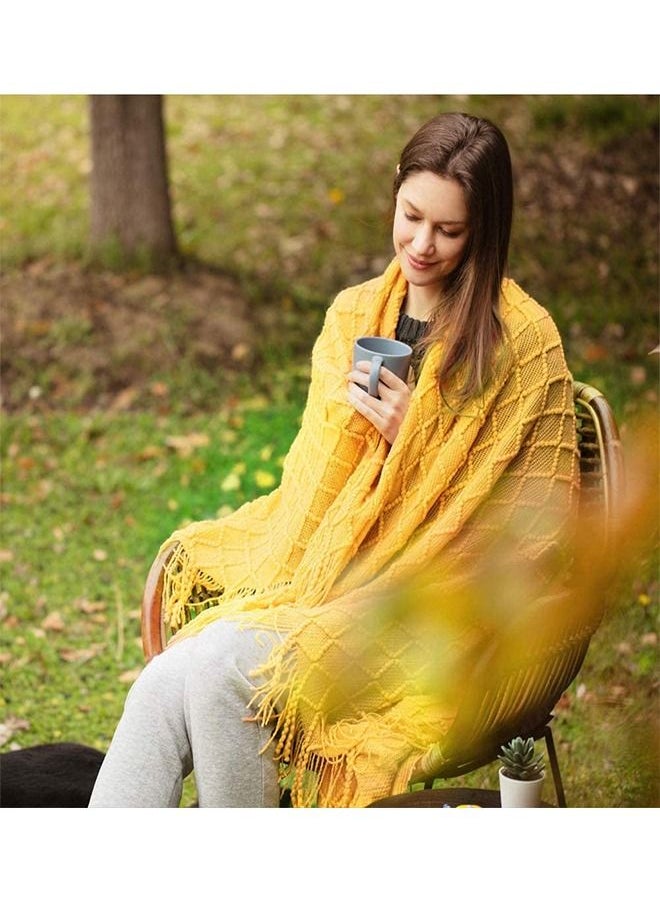 Arabest - Nordic Style Simple Sofa Blanket Yellow 127x172cm - Image 1