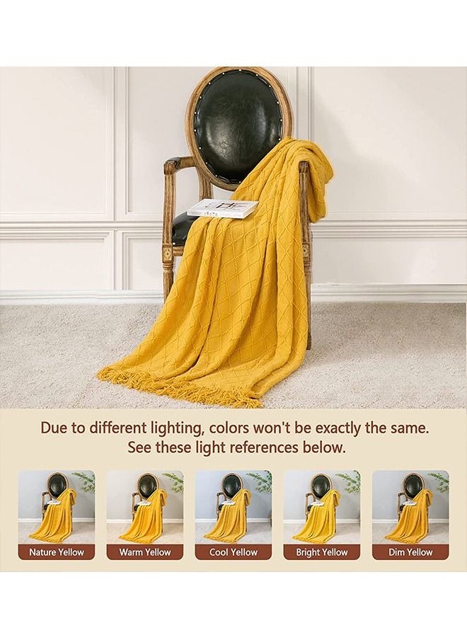 Arabest - Nordic Style Simple Sofa Blanket Yellow 127x172cm - Image 1