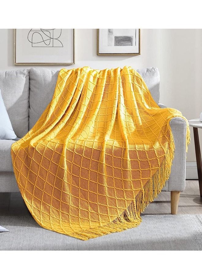 Arabest - Nordic Style Simple Sofa Blanket Yellow 127x172cm - Image 1