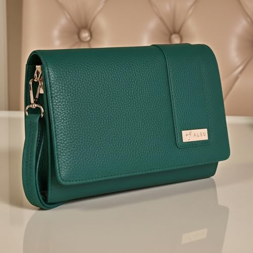 ALSU Women’s Vegan Leather Sling Bag| Stylish Crossbody Purse with Zipper Pocket & Card Slots | Magnetic Closure, Adjustable Strap| Premium Everyday Shoulder Bag for Women & Girls (Green) - Image 2