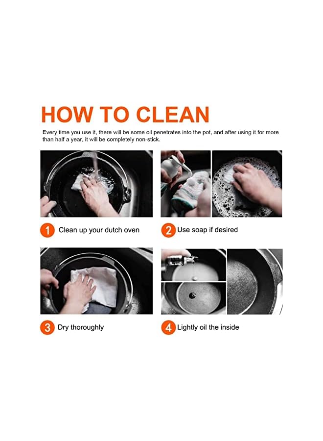 Premify Cast Iron Dutch Oven with Lid - 2 in 1 Camping Set, Pre-Seasoned 5 Quart Deep Pot and 1.6 QT Pan - Skillets + Frying Pan Lid Multi Cooker Skillet Set for Home Cooking BBQ Baking - Image 5