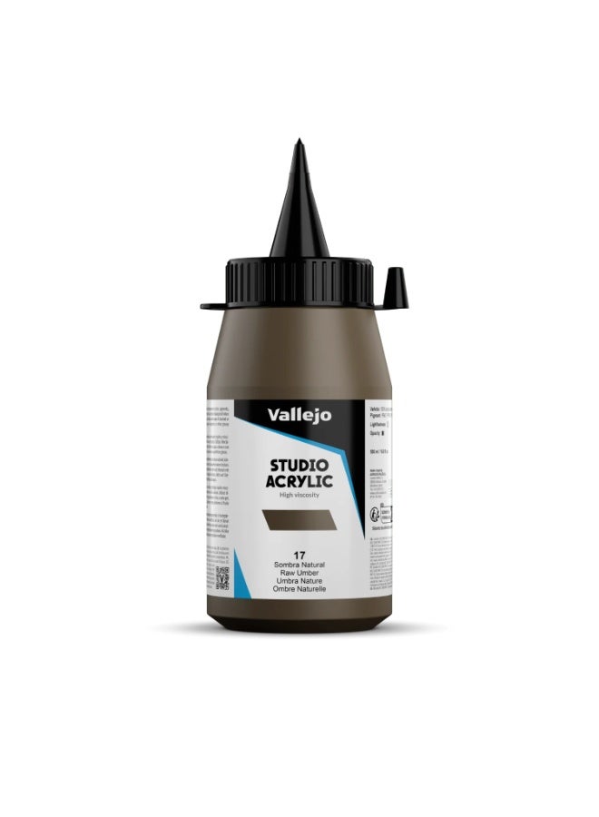 أكريليك ستوديو ١٧ خام أومبر ٥٠٠ مل - طلاء أكريليك عالي الجودة للفنون والمنمنمات والنماذج