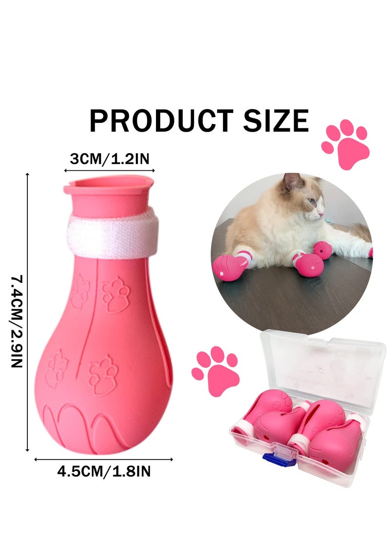 Generic Cat Anti-Scratch Shoes 4 Pack Pet -Supplies Cat Scratch Deterrent Booties Grooming Cat Accessories Silicone Nail Gloves Adjustable Cat Claw Cover for Bathing Shaving Checking Treatment  - Image 2