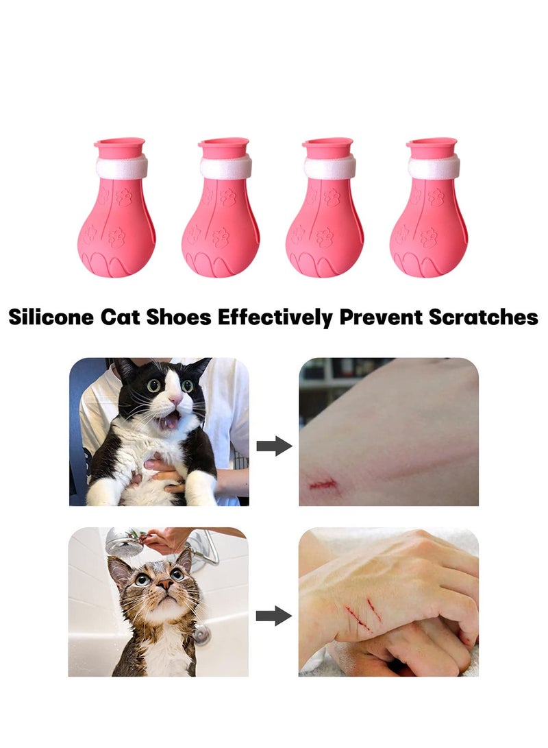 Generic Cat Anti-Scratch Shoes 4 Pack Pet -Supplies Cat Scratch Deterrent Booties Grooming Cat Accessories Silicone Nail Gloves Adjustable Cat Claw Cover for Bathing Shaving Checking Treatment  - Image 4