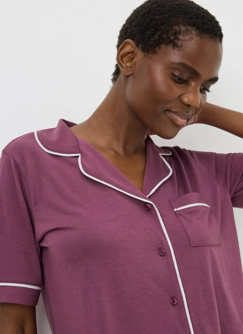 Matalan Purple Traditional Short Pyjama Set