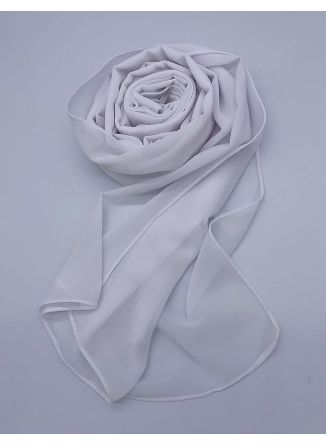 أمياي وشاح حجاب شيفون سادة – ناعم بنقشة فقاعية بلون أبيض للنساء - Image 2