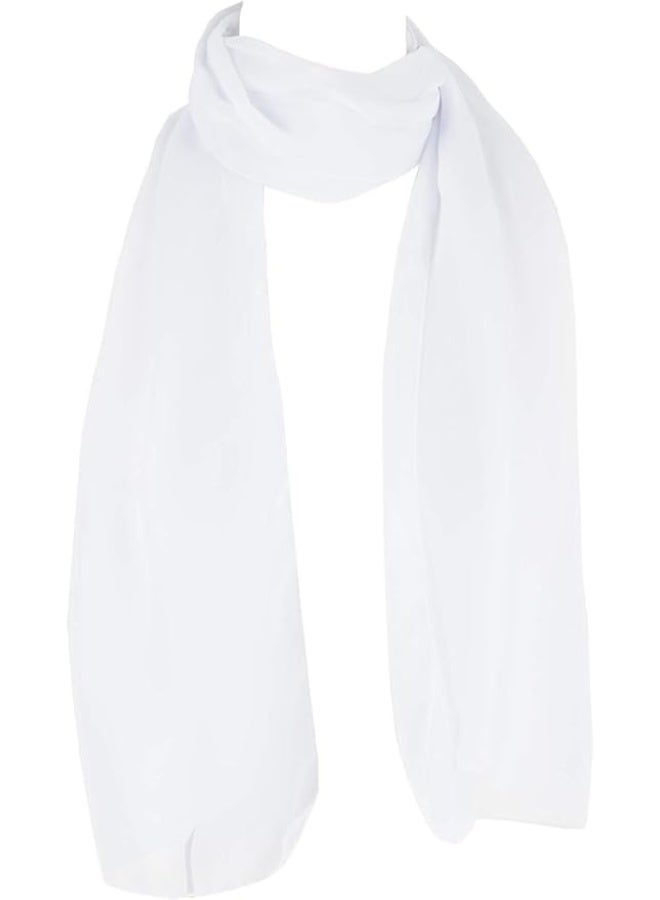 أمياي وشاح حجاب شيفون سادة – ناعم بنقشة فقاعية بلون أبيض للنساء - Image 4