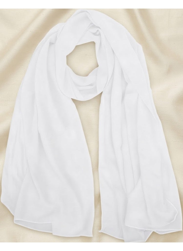 AMYAE Solid Chiffon Hijab Scarf – Soft Bubble Texture White Color Wrap for Women - Image 2