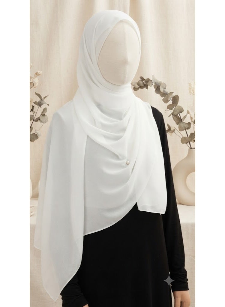 AMYAE Solid Chiffon Hijab Scarf – Soft Bubble Texture White Color Wrap for Women - Image 5