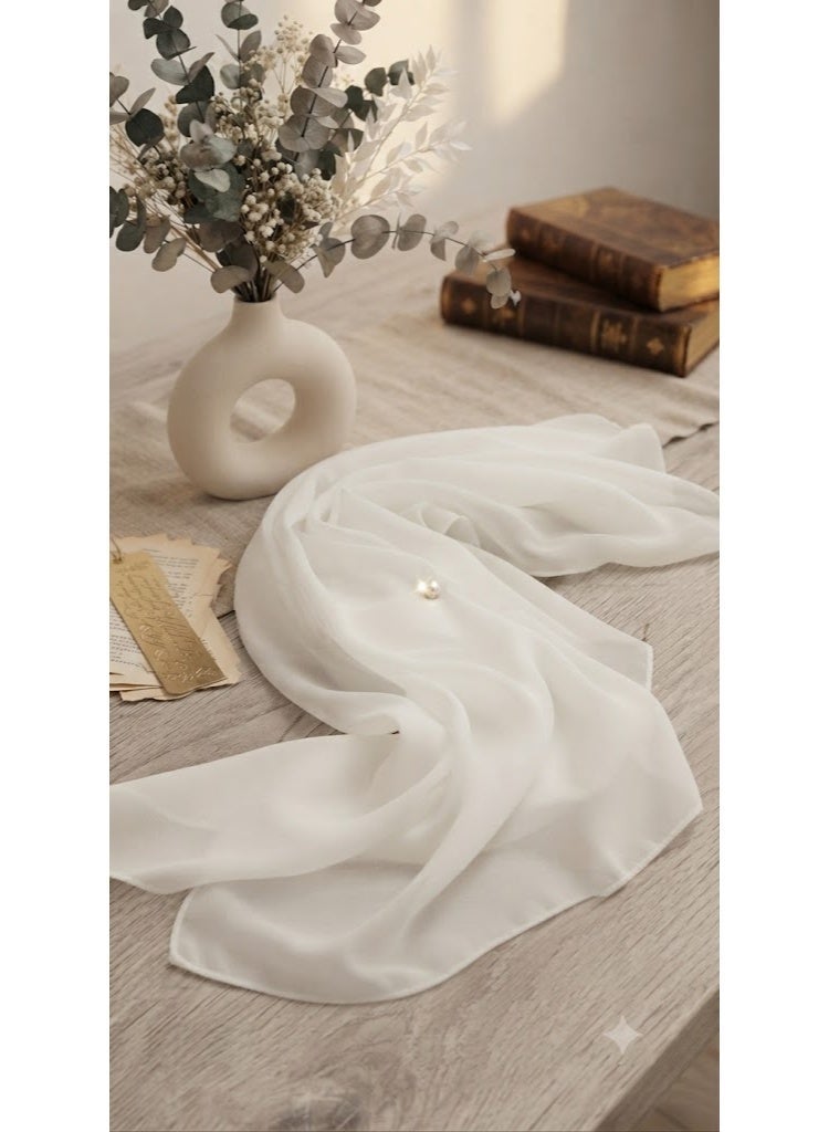 AMYAE Solid Chiffon Hijab Scarf – Soft Bubble Texture White Color Wrap for Women - Image 3