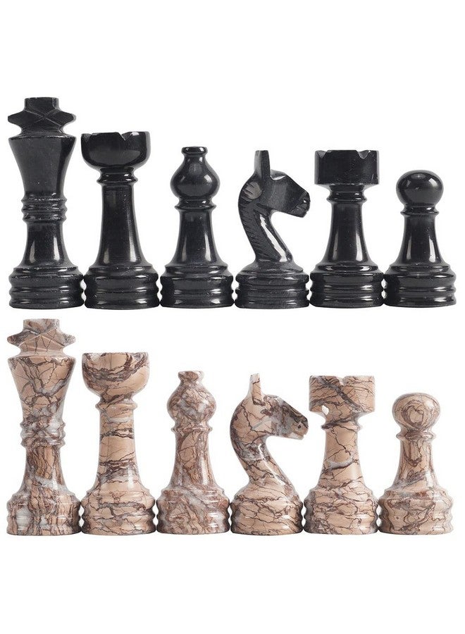 RADICALn Marble Chess Pieces Black & Marinara 3.5 Inch King Figures Handmade 32 Chess Figures Suitable For 1620 Inch Chess Game Board Games - Image 1