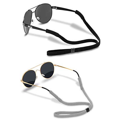HALF CRESCEN Glasses Strap (2 PCS) Sports Eyeglass Strap Adjustable Sunglasses Retainer for Men Women -2 Pack（Black, Grey） - Image 1