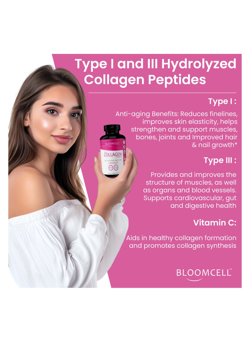 Bloomcell Super Collagen (Hydrolyzed Bovine Collagen Peptides Type I & III ) + Vitamin C- 252Tablets - Image 5
