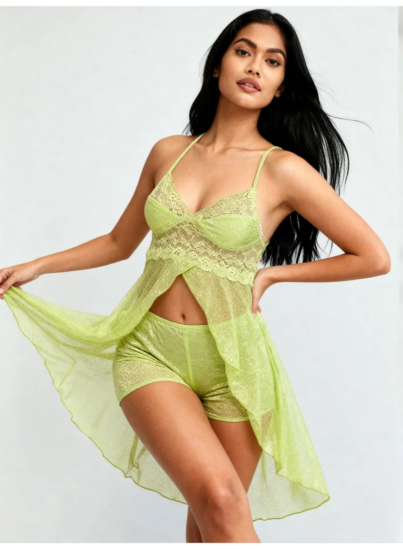 ليس اند مي  Laceandme Green Baby Doll with Briefs