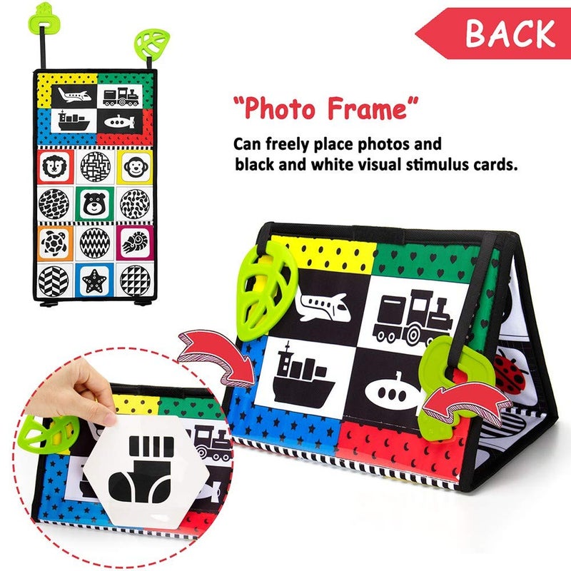 teytoy Tummy Time Baby Mirror Toys with Teethers, Double Black and White High Contrast Baby Toys 0-6 Months, Foldable Floor Sensory Development Toys for Infants Newborn - Image 2