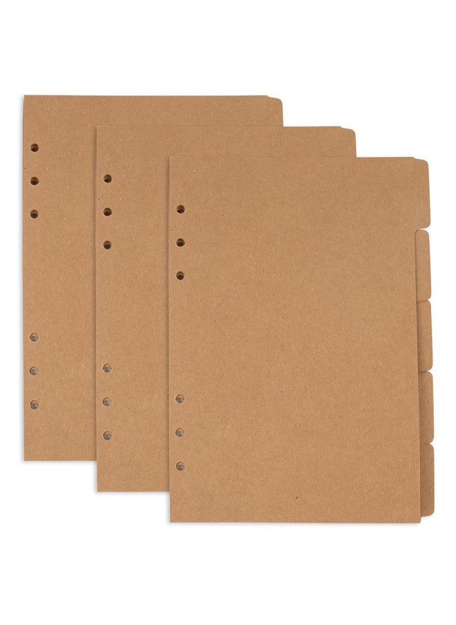 AUEAR , 3 Sets A5 Kraft Paper Divider 6 Holes Ring Index Page Tab Cards For Travel Diary Binder Notebooks Journal Plan  - Image 1