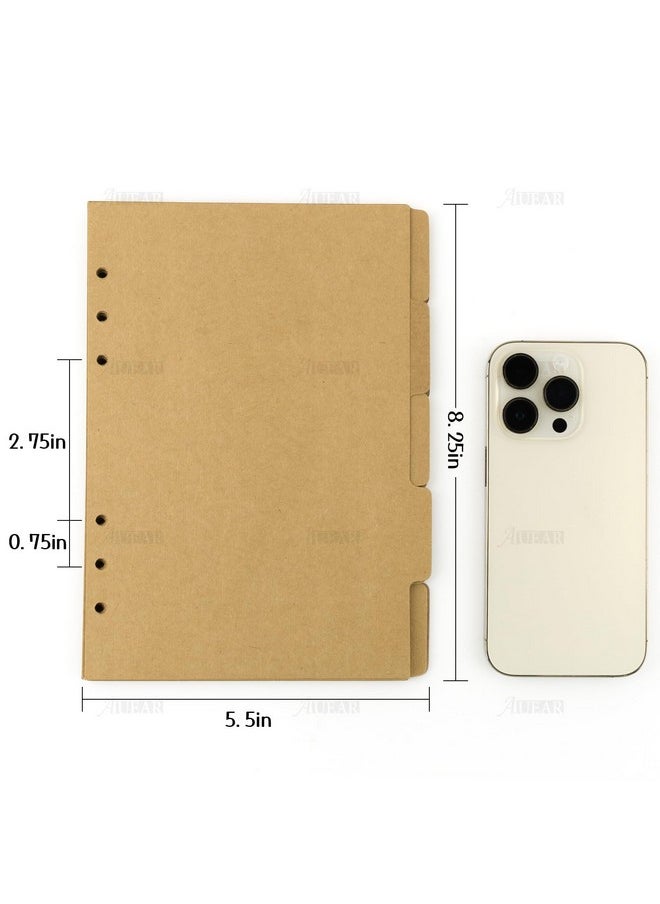 AUEAR , 3 Sets A5 Kraft Paper Divider 6 Holes Ring Index Page Tab Cards For Travel Diary Binder Notebooks Journal Plan  - Image 2