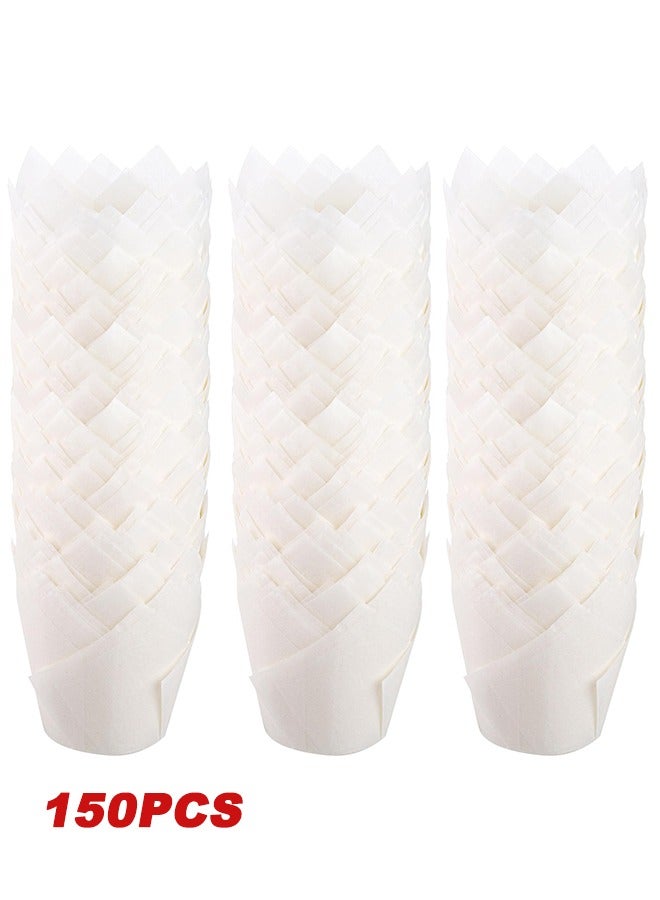 150 Piece Baking Cups, Cupcake Liners Muffin Liners for Wedding, Birthday, Baby Shower Parties, White - Image 1