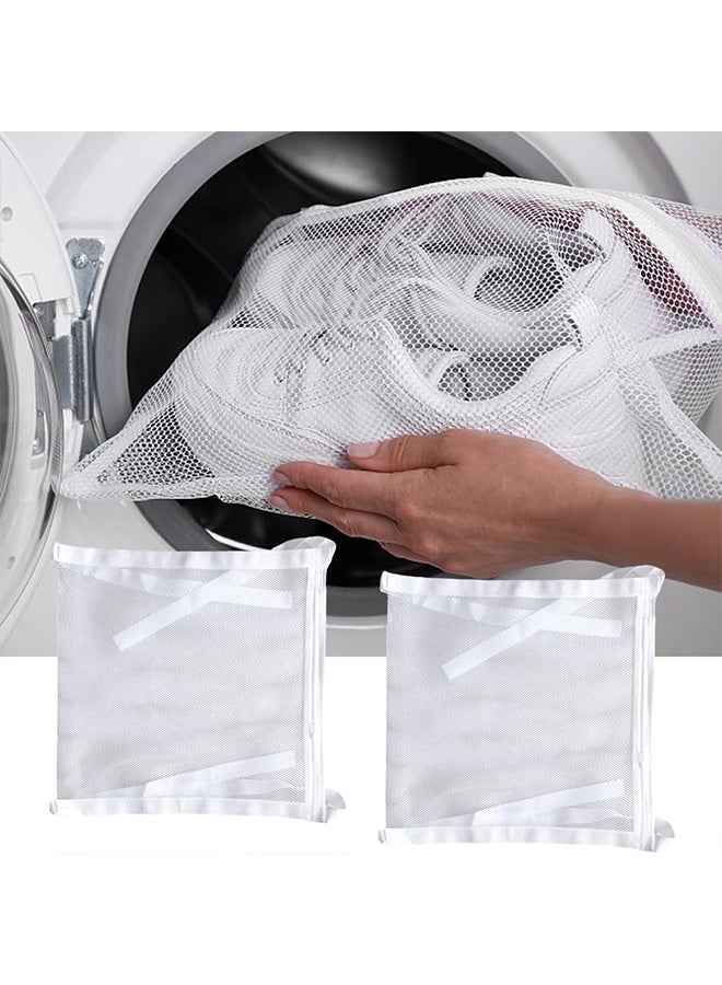 2 Pcs Shoe Dryer Bags,15.7x15.7 Inch Large HoneyComb Mesh Bags with Zipper and Strap for Most Washing Machine Dryers Door(White) - Image 5