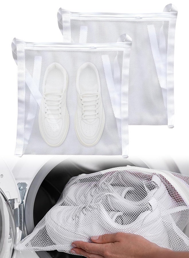 2 Pcs Shoe Dryer Bags,15.7x15.7 Inch Large HoneyComb Mesh Bags with Zipper and Strap for Most Washing Machine Dryers Door(White) - Image 1