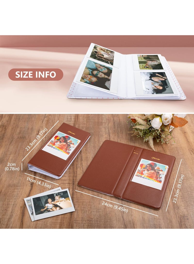 Barakah Photo Album Book for Instax Wide Film 3.5x4.25 Inches, 64 Pockets Storage with Clear PVC Pages, Compatible with Instax Wide 400/300/210/200/Wide EVO & Polaroid 600 i-Type Instant Cameras(Brown) - Image 3