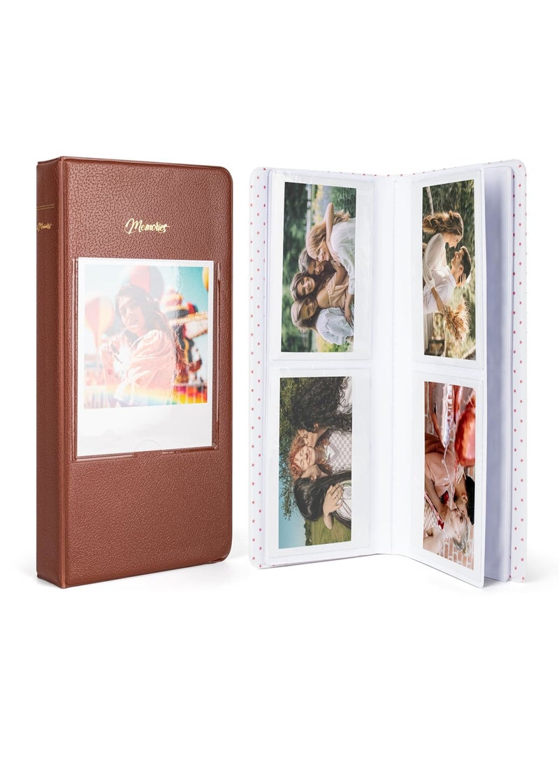 Barakah Photo Album Book for Instax Wide Film 3.5x4.25 Inches, 64 Pockets Storage with Clear PVC Pages, Compatible with Instax Wide 400/300/210/200/Wide EVO & Polaroid 600 i-Type Instant Cameras(Brown) - Image 1