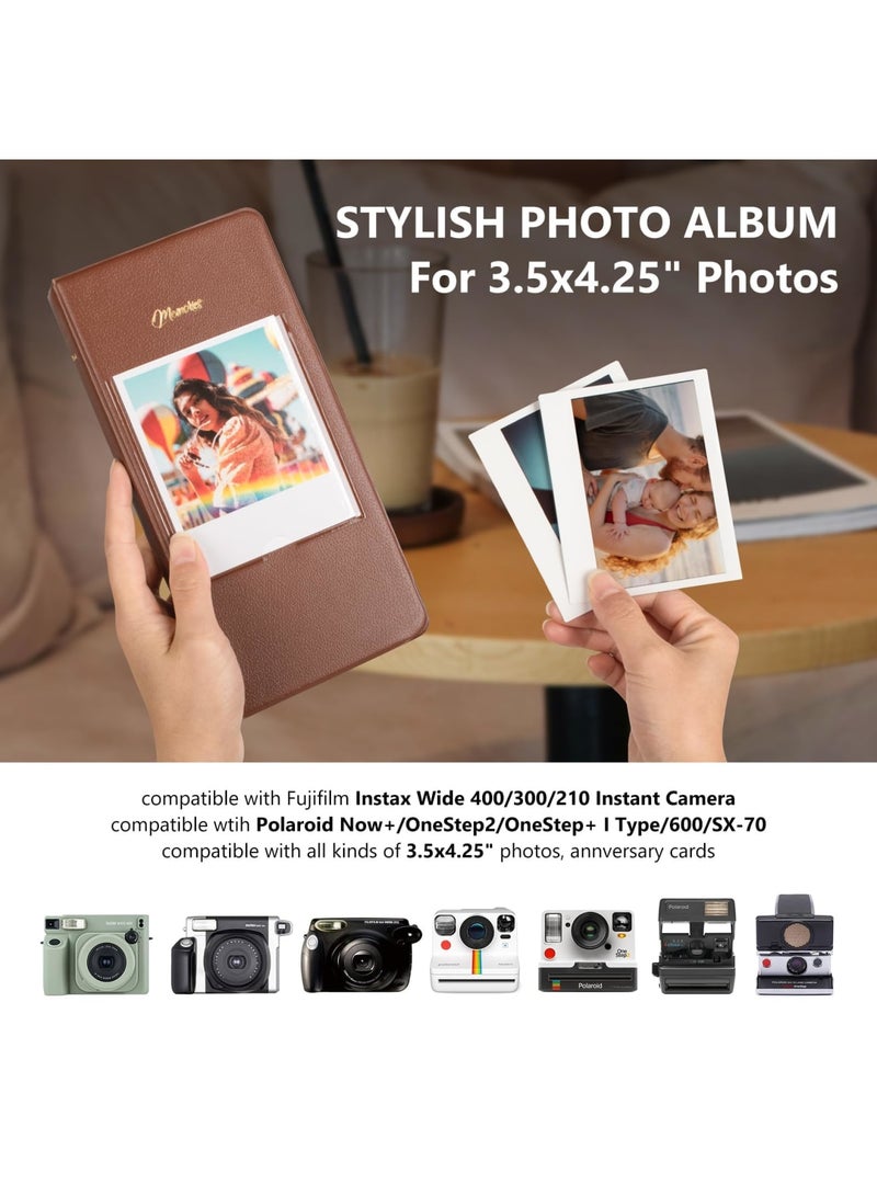 Barakah Photo Album Book for Instax Wide Film 3.5x4.25 Inches, 64 Pockets Storage with Clear PVC Pages, Compatible with Instax Wide 400/300/210/200/Wide EVO & Polaroid 600 i-Type Instant Cameras(Brown) - Image 2