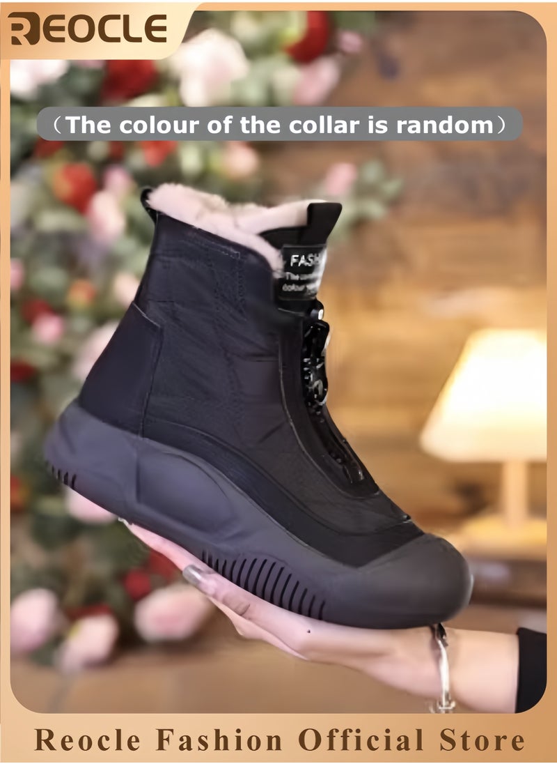 REOCLE - Women's Snow Boots Warm Fur Lined Waterproof Booties Comfortable Anti-slip Short Shoes Minimalist Winter Snow Boots - Image 1