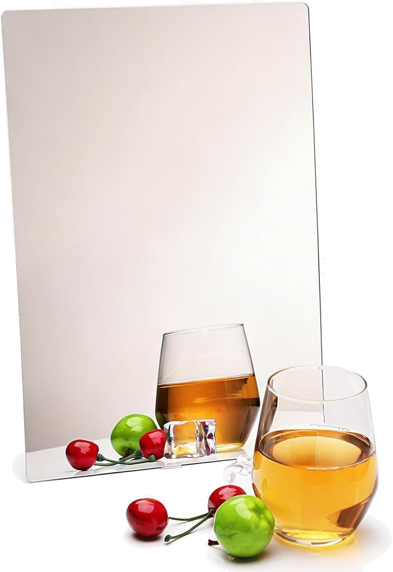 Acrylic Mirror for Wall for Kids Adults Bedroom Door Closet Acrylic Shatterproof Self-Adhesive Lightweight Plastic Mirror Tile Sheet, Reflective Safe Plexiglass - Silver 8x12 inch - Image 1