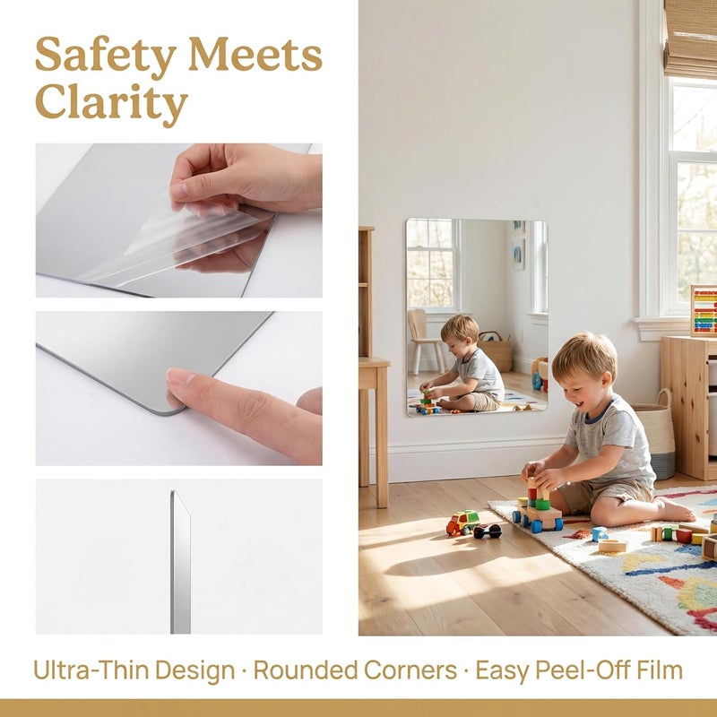 Acrylic Mirror for Wall for Kids Adults Bedroom Door Closet Acrylic Shatterproof Self-Adhesive Lightweight Plastic Mirror Tile Sheet, Reflective Safe Plexiglass - Silver 8x12 inch - Image 3