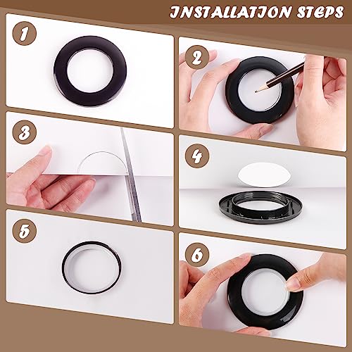WCIC 32PCS Roman Shade Rings Black 40mm - Most Popular Set for Standard Windows (1-9/16"), Quiet Glide Plastic Grommets, Reinforced Inner Rim - Image 4