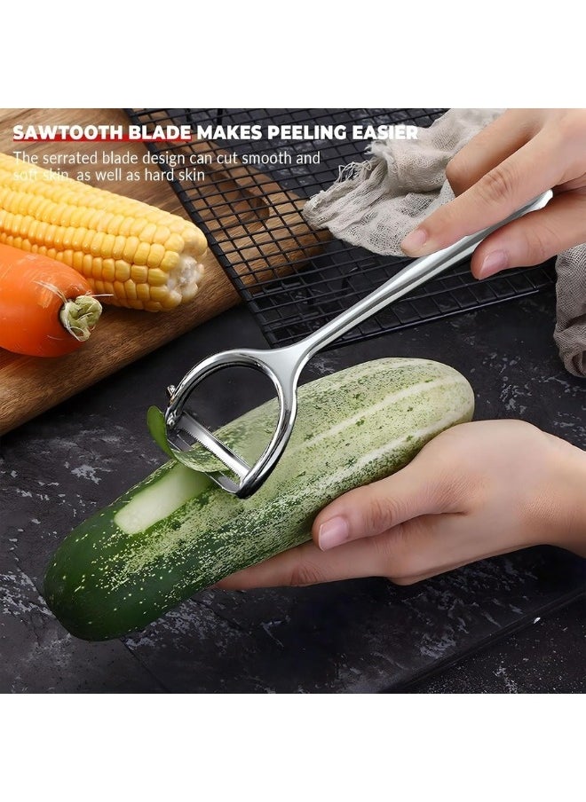 FALMER Stainless Steel Vegetable Peeler with Serrated Blade | Multi-Function Fruit & Vegetable Peeler for Smooth & Efficient Peeling (Pack Of 2)  - Image 2