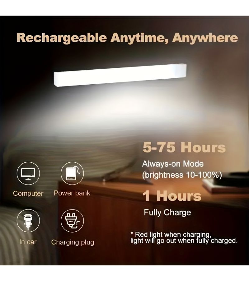 3 قطع من أضواء مستشعر الحركة، اللون الأبيض الدافئ، طول 9.84 بوصة، ضوء ليلي LED للخزائن - Image 2