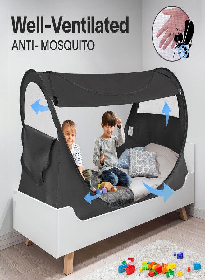 Alvantor Privacy Pop Up Bed Tent for Twin Bed, Easy Setup Blackout and Breathable Mesh Bed Canopy Lightweight Portable Sleep Pod with Carry Bag Dream Tent for Indoor Outdoor Use- Twin/Black - Image 3