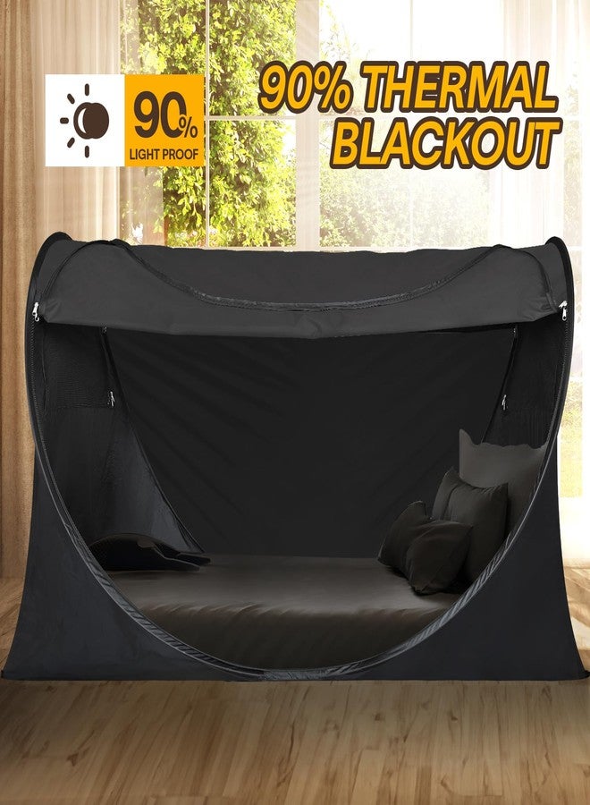 Alvantor Privacy Pop Up Bed Tent for Twin Bed, Easy Setup Blackout and Breathable Mesh Bed Canopy Lightweight Portable Sleep Pod with Carry Bag Dream Tent for Indoor Outdoor Use- Twin/Black - Image 2