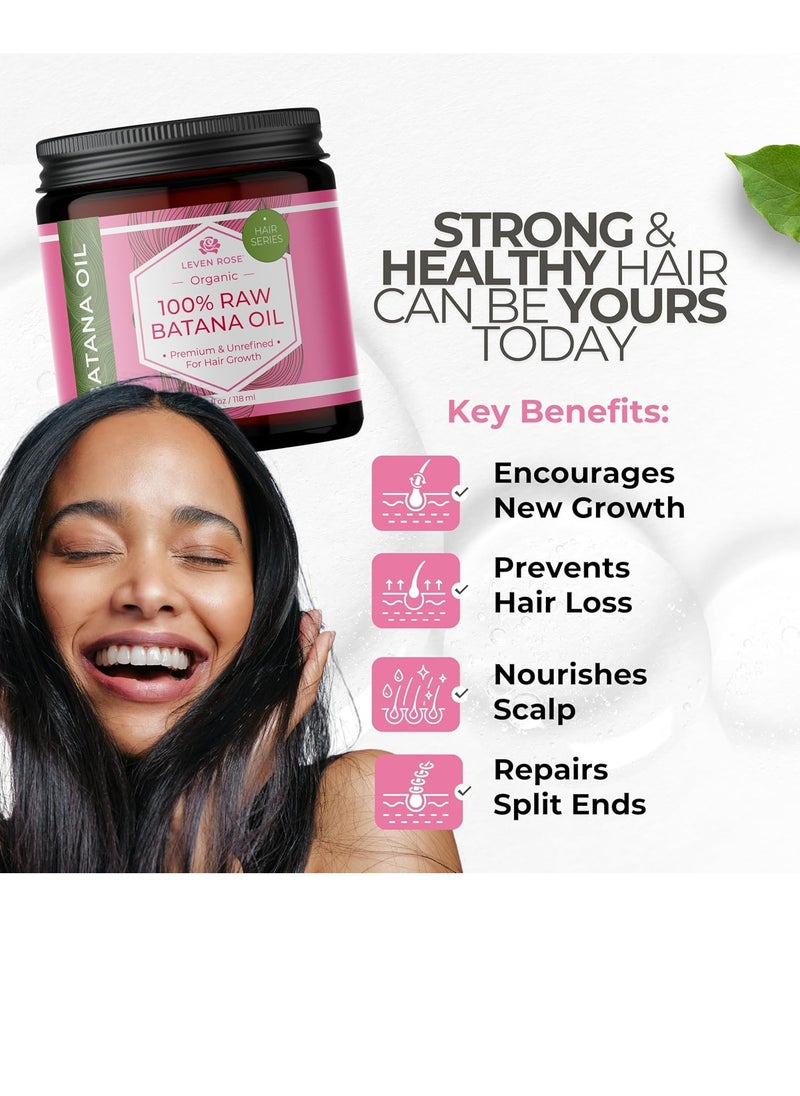 Leven Rose Leven Rose 100% Raw Batana Oil For Hair Growth - 4oz Unrefined, Organic, Pure Batana Oil, Dr. Sebi Approved – Strengthen + Repair Damaged Hair  - Image 4