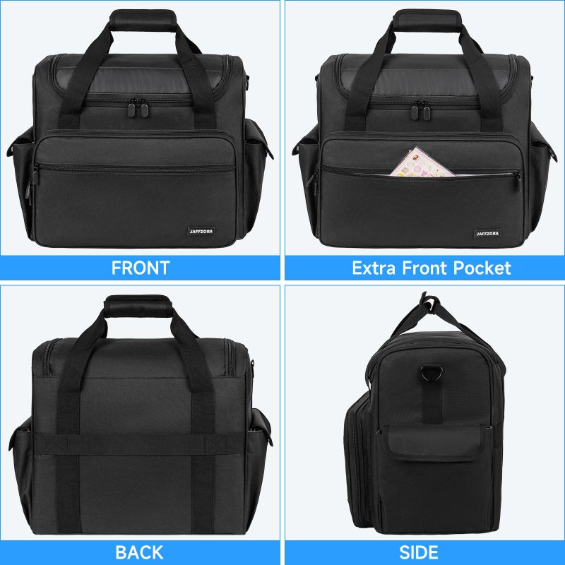 Jaffzora Craft Bag for Scrapbook Supplies, Large Scrapbook Tote with 15.6'' Laptop Sleeve, Art Supply Storage Bag with Multiple Pockets for Scrapbooking Tools, Black - Image 4