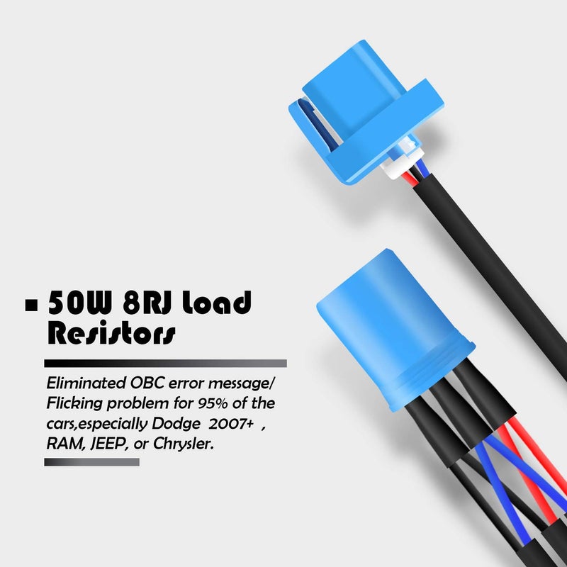 Onex HB5 9007 LED Load Resistor Kit 50W 8ohm Headlight Bulb Relay Harness Adapter Anti Flicker Error Decoder Warning Canceller - Image 4