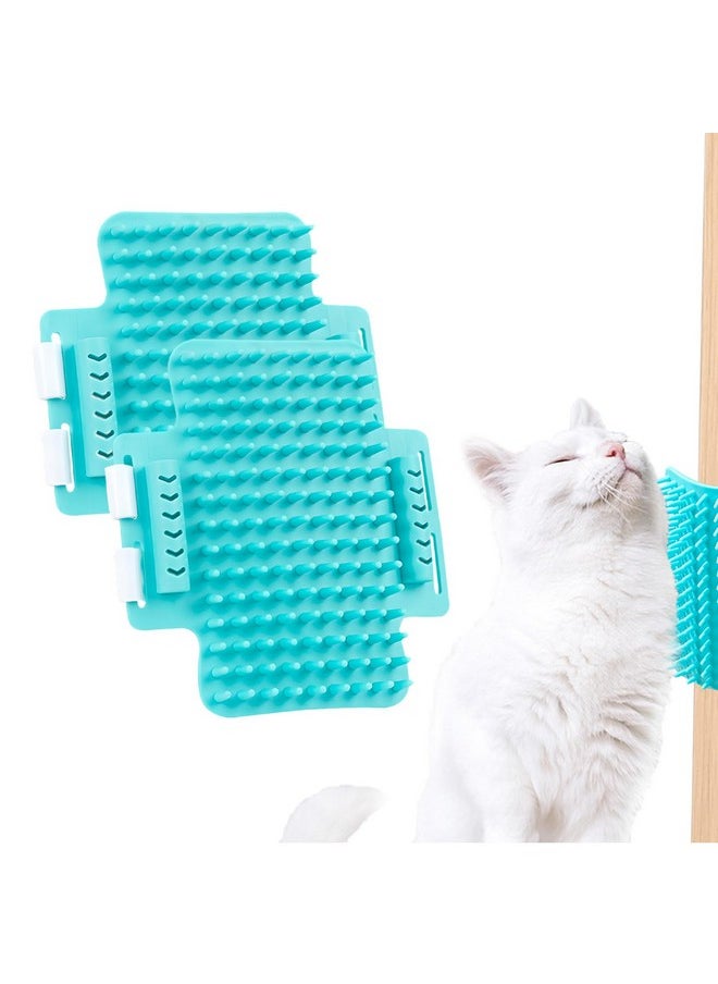 Roucerlin - Roucerlin 2 Pack Rubber Cat Self Groomer Brush for Indoor Cats, Table Corner Cat Face Scratchers, Self Cleaning Cat Corner Brush, Cat Scratching Brush Tickling Comb for Kitten Shedding Mint Green - Image 1