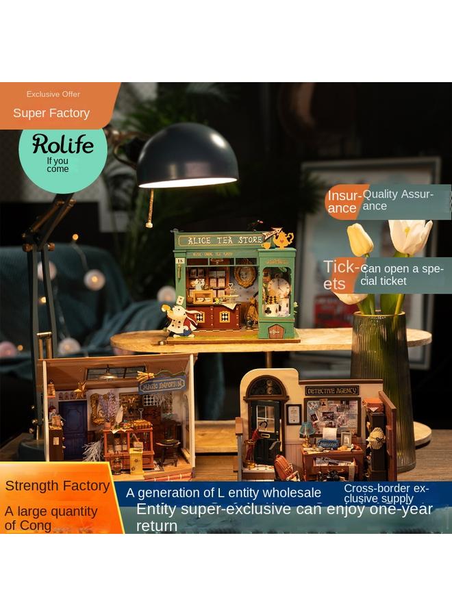 Bluejw If You Come To Diy Cabin, Mysterious Archives Bureau, Wooden Hand-assembled Scene Model, Creative Ornaments, Gifts, Women - Image 4