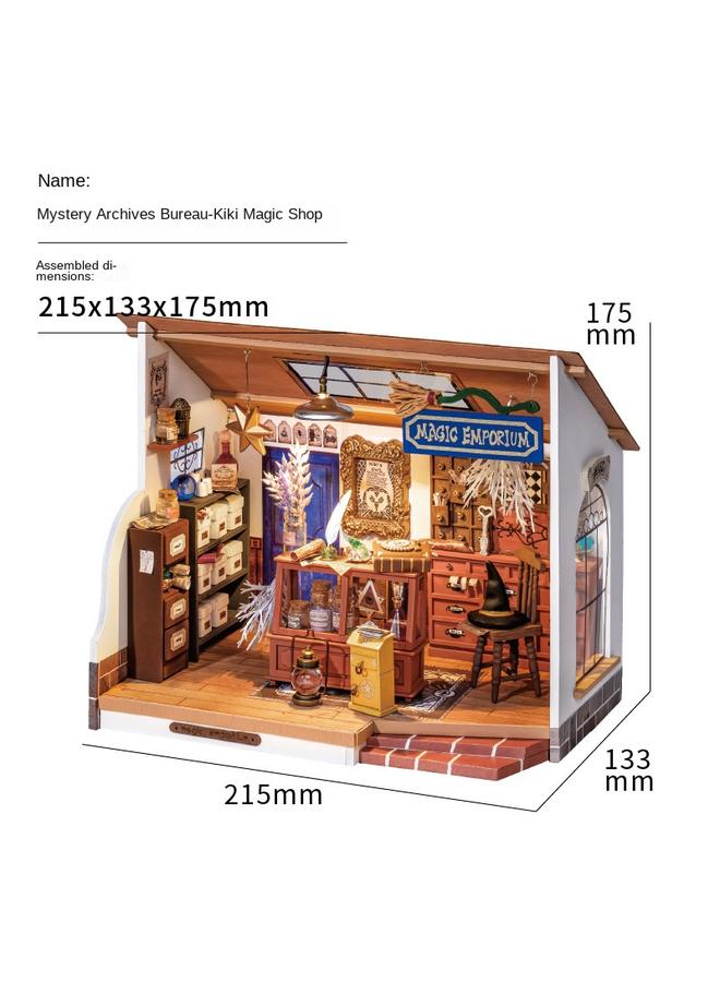 Bluejw If You Come To Diy Cabin, Mysterious Archives Bureau, Wooden Hand-assembled Scene Model, Creative Ornaments, Gifts, Women - Image 1