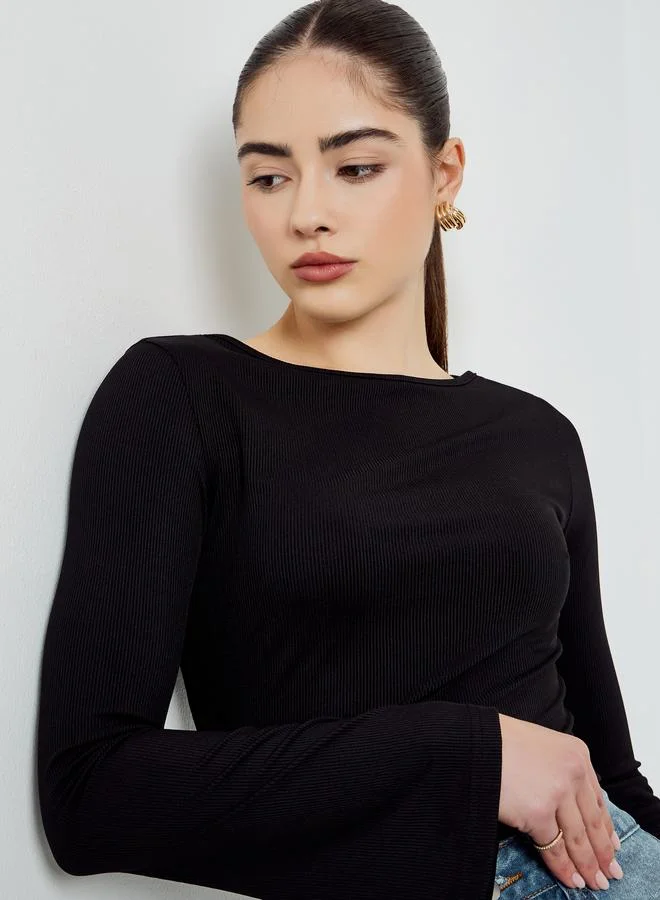 ستايلي مجموعة من 2 بلوزة محبوكة بأكمام جرس