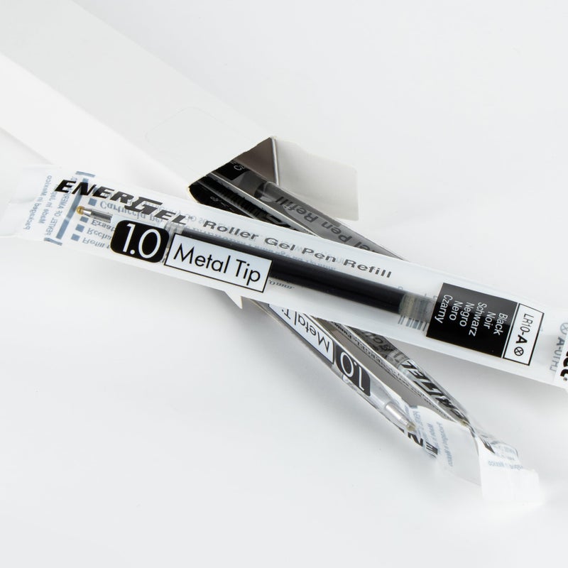 Pentel Refill Ink - for EnerGel Gel Pen, 1.0mm Metal Tip, Bold, Black Ink, Pack of 6 Refills (LR10-6A) - Image 4