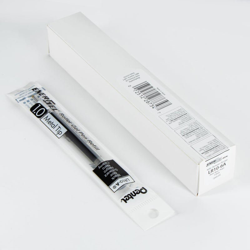 Pentel Refill Ink - for EnerGel Gel Pen, 1.0mm Metal Tip, Bold, Black Ink, Pack of 6 Refills (LR10-6A) - Image 3