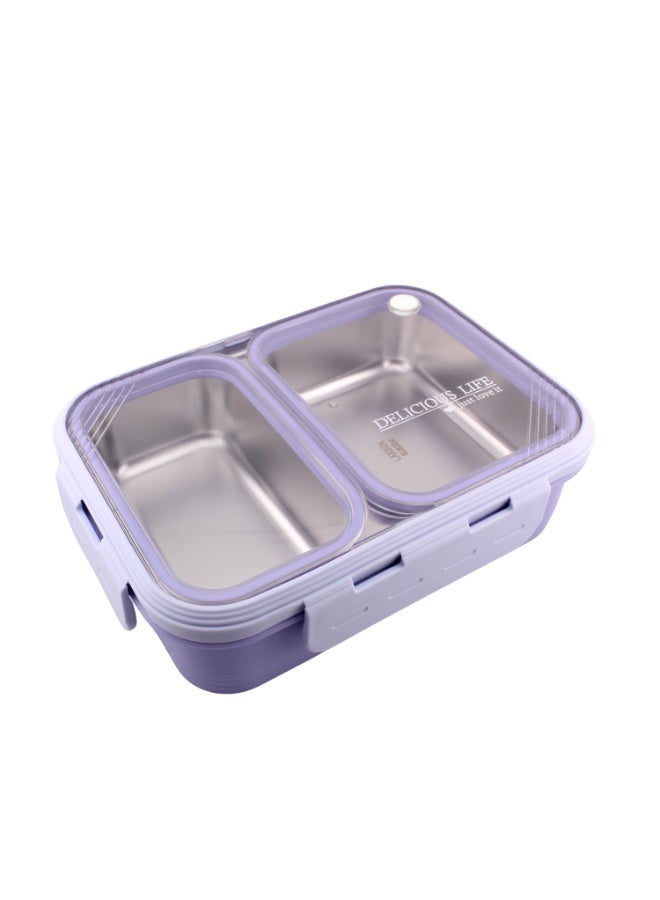CRAVISTA Stainless Steel Bento Lunch Box, Leak Proof Lunchbox for Kids, BPA Free Bento Box for Kids and Adults | Tiffin for Office and School (Purple, 700 ML, 2 Compartment) - Image 1